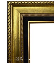 Montana Antique Gold Black Linen Liner Picture Frame | Classic Rope & Beaded Design