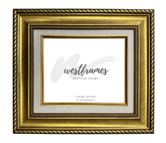 Montana Antique Gold Natural Linen Liner Picture Frame | Classic Rope & Beaded Design