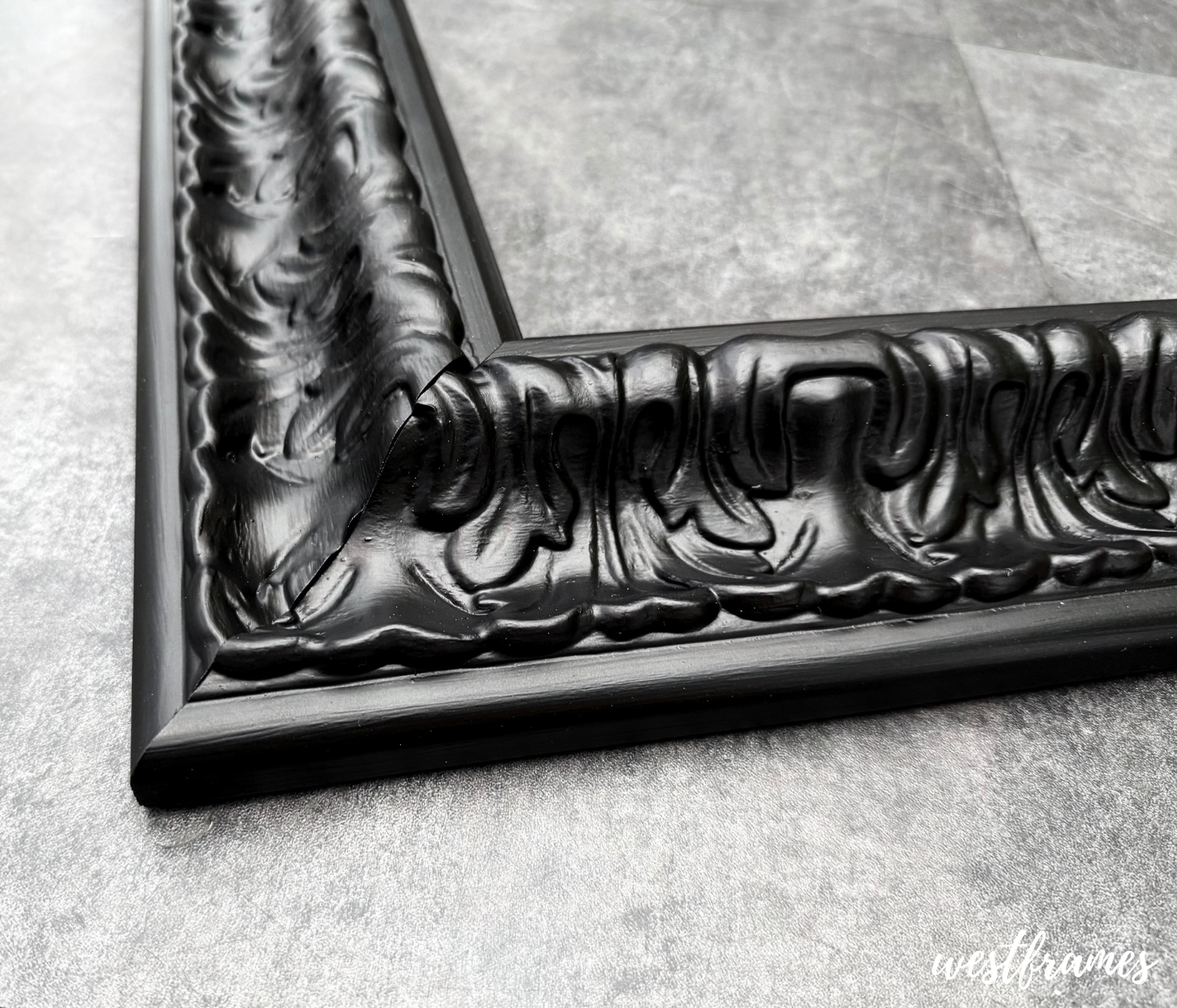Isabella Vintage Gothic Black Wood Baroque Ornate 3.625 Inch Wide Picture Frame - West Frames