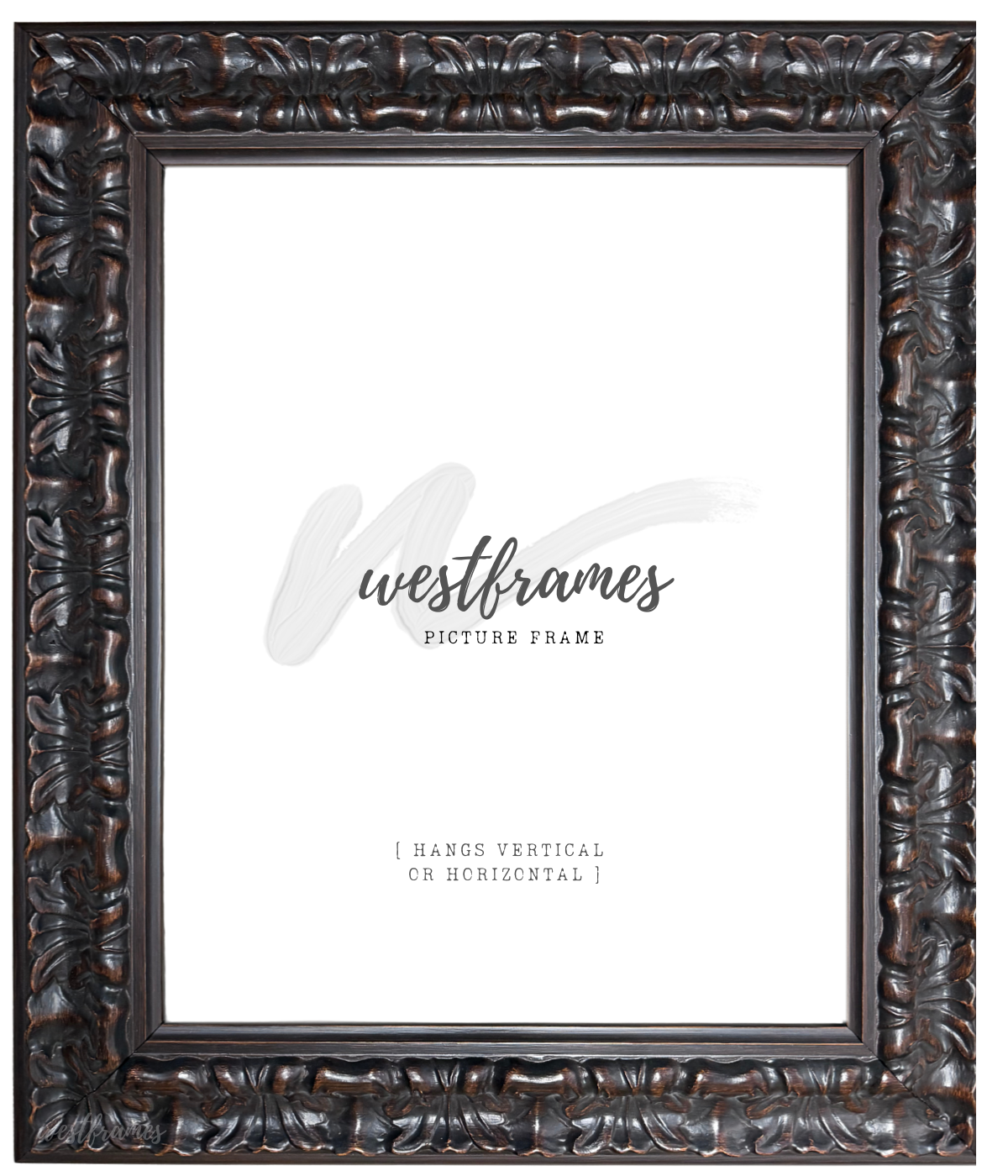 Isabella Vintage Walnut Brown Wood Baroque Ornate 3.625 Inch Wide Picture Frame - West Frames