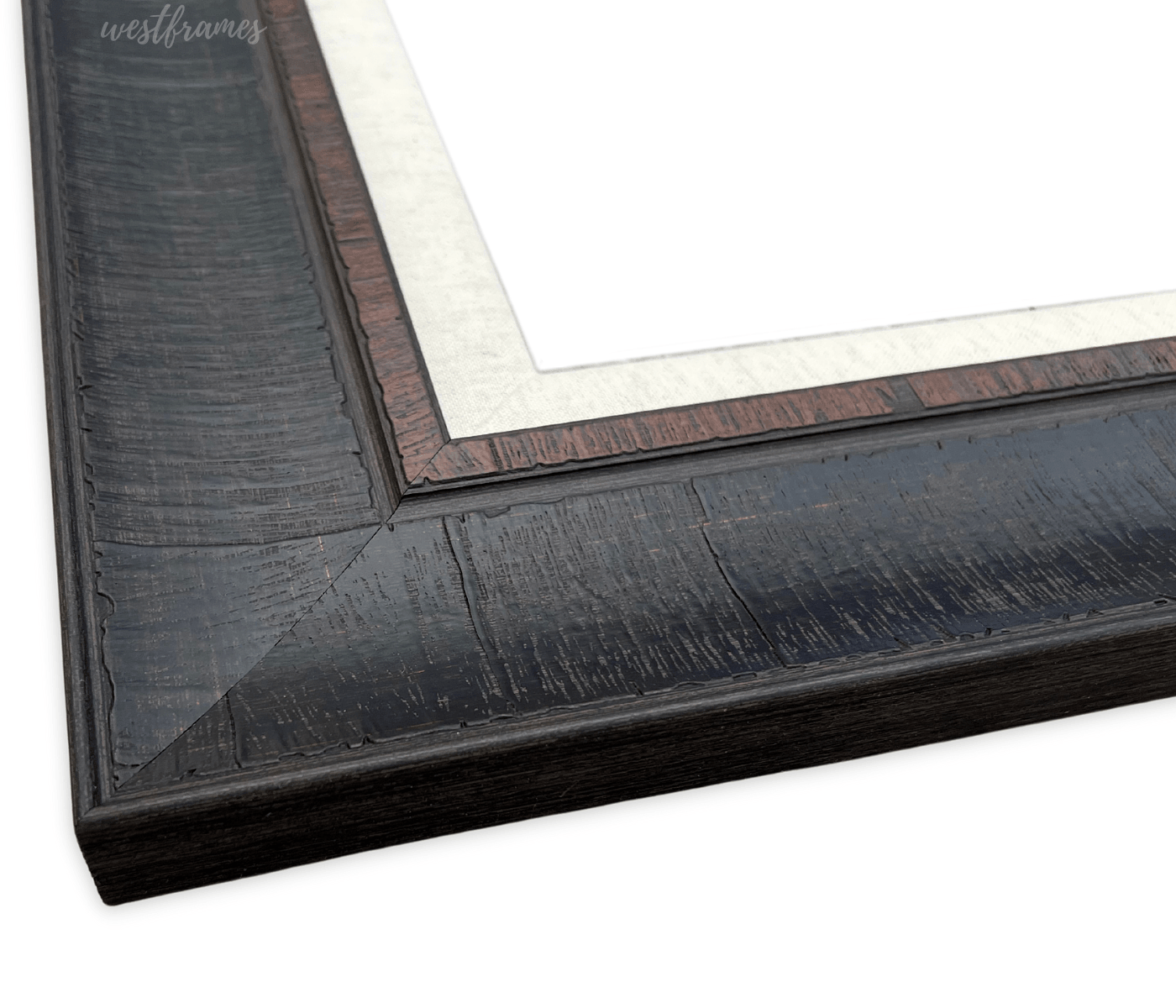 Lodge Rustic Distressed Picture Frame Dark Espresso Walnut with Linen Liner - West Frames