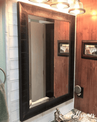 Lodge Rustic Textured Distressed Framed Wall Mirror Dark Espresso Walnut - West Frames