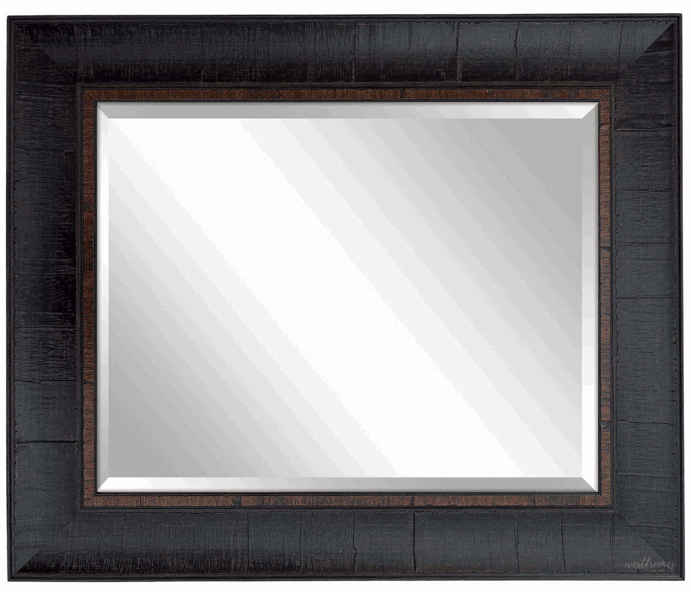 Lodge Rustic Textured Distressed Framed Wall Mirror Dark Espresso Walnut - West Frames