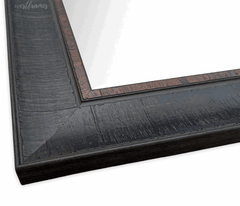 Lodge Rustic Textured Distressed Framed Wall Mirror Dark Espresso Walnut - West Frames
