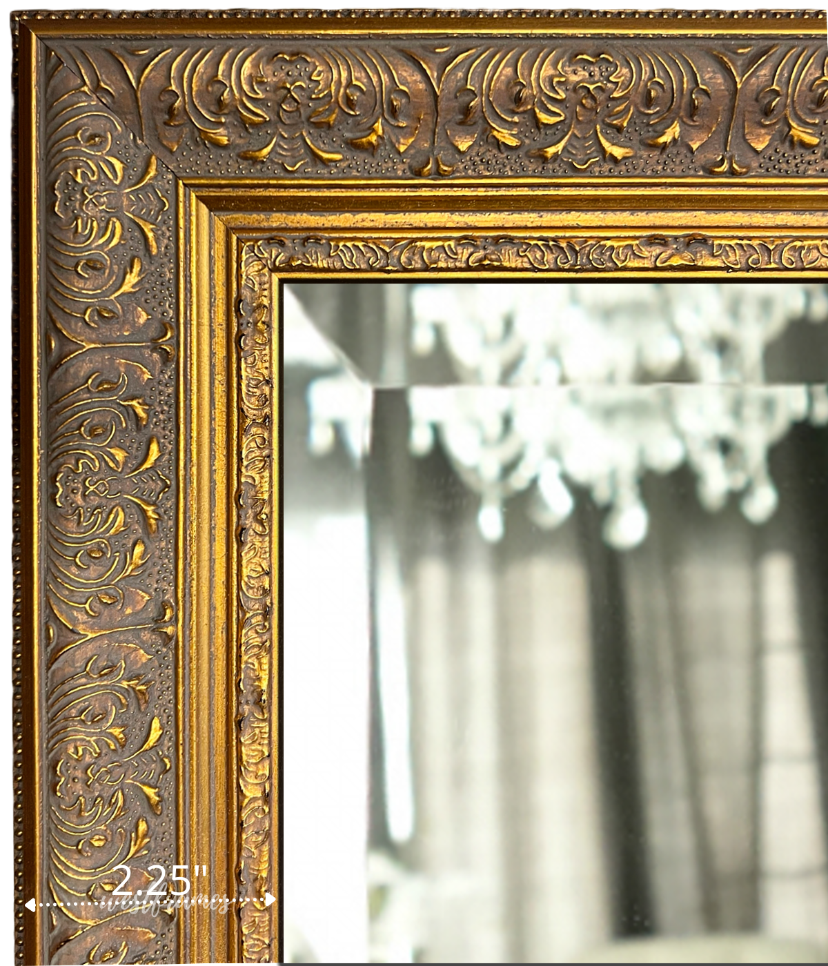 Majesty French Ornate Embossed Framed Wall Mirror Antique Gold Finish - West Frames