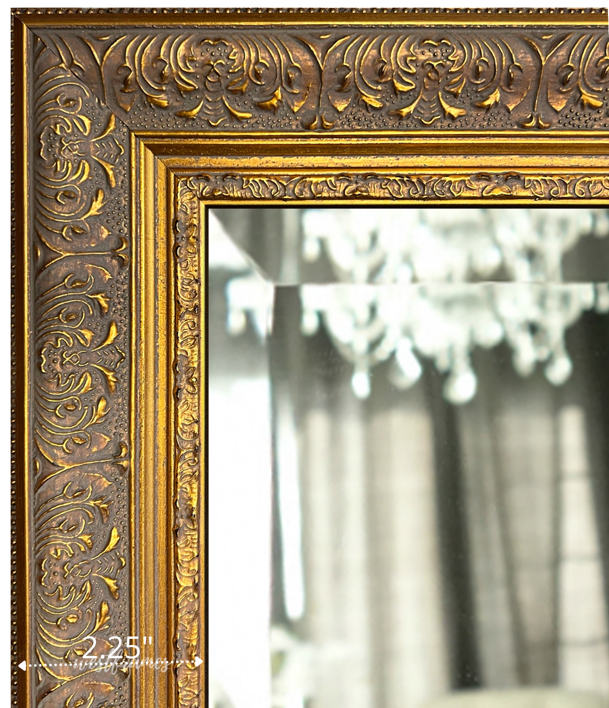 Majesty French Ornate Embossed Framed Wall Mirror Antique Gold Finish - West Frames