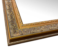 Majesty French Ornate Embossed Framed Wall Mirror Antique Gold Finish