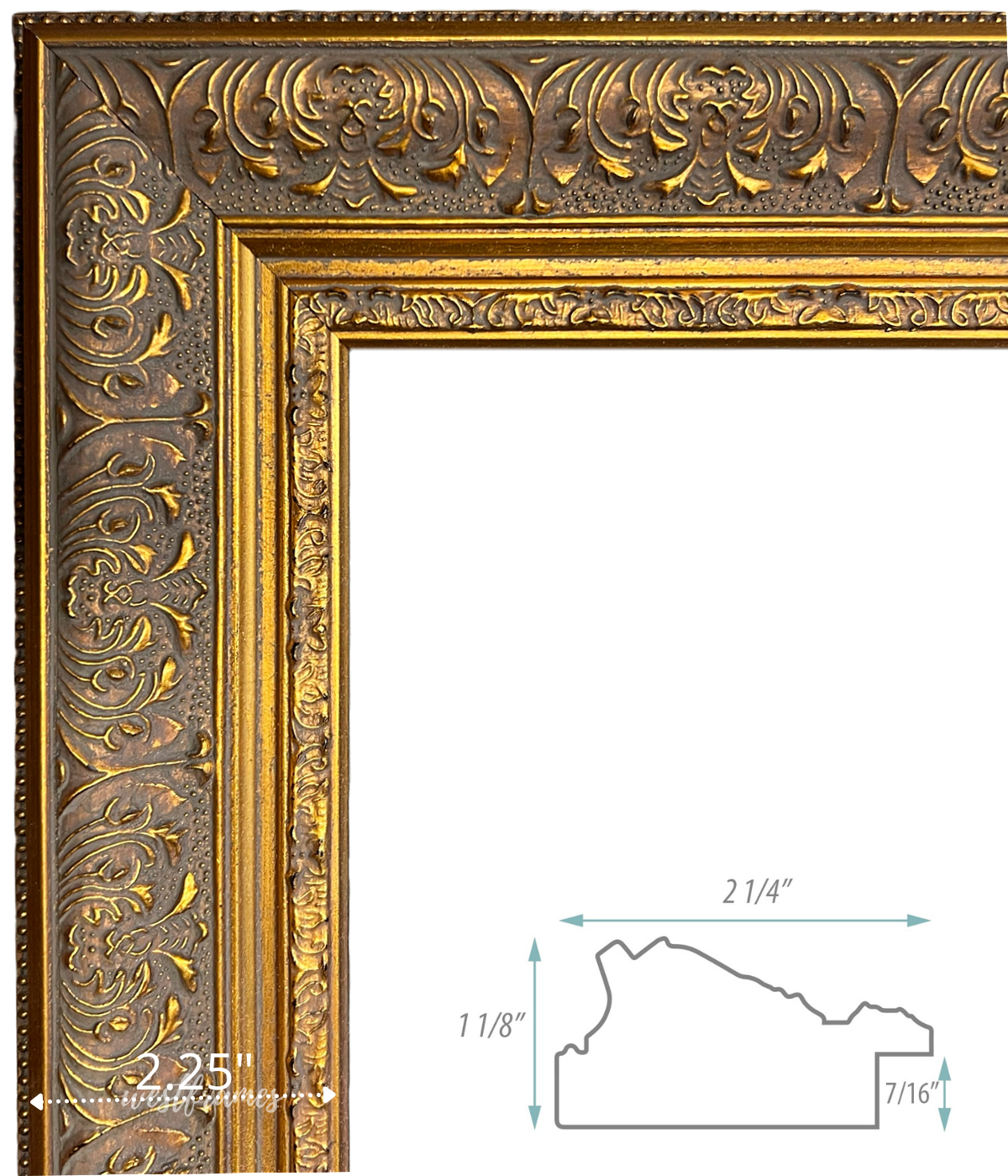 Majesty French Ornate Embossed Wood Picture Frame Antique Gold