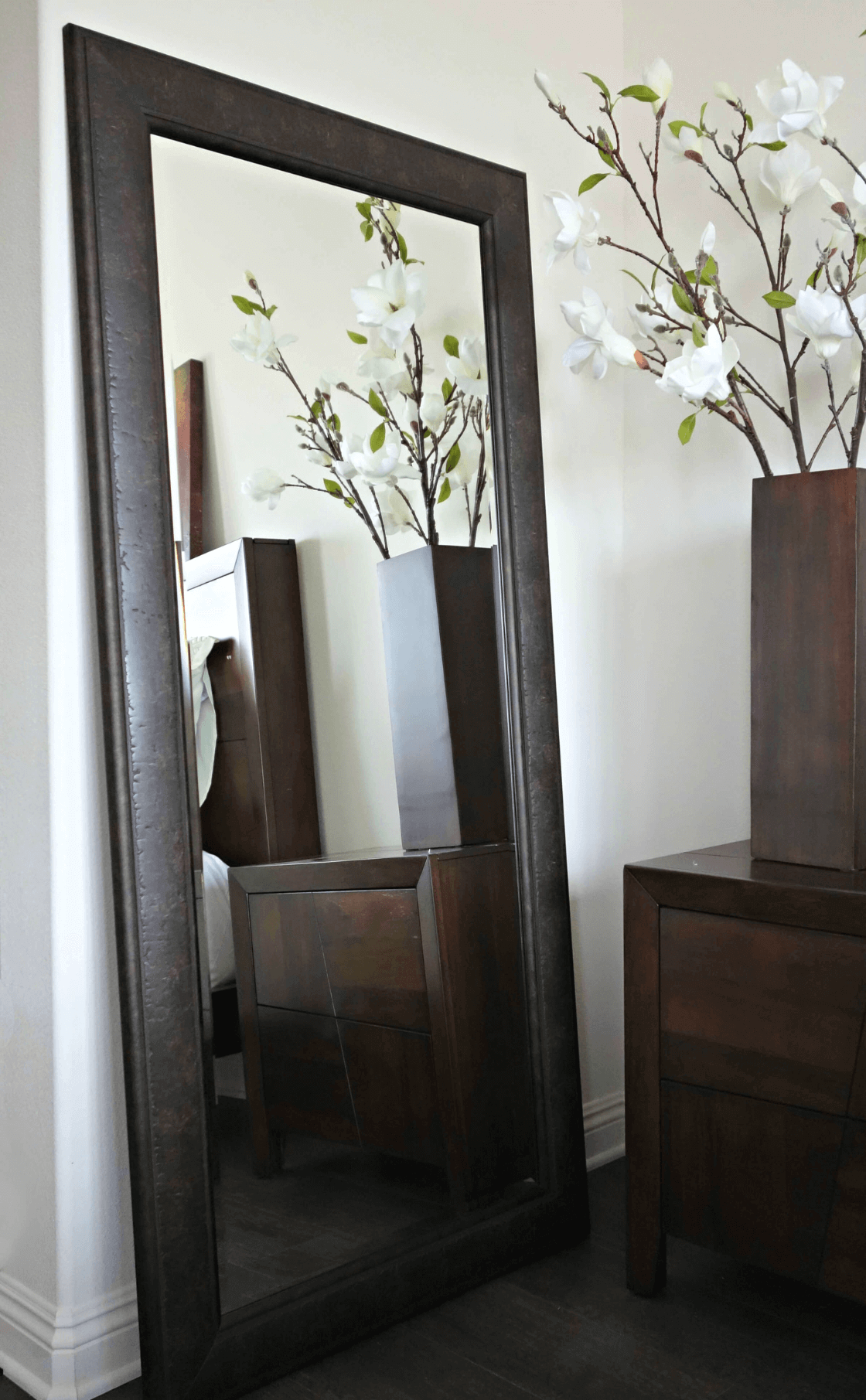 Marcello Rustic Charcoal Brown Leaner Floor Framed Mirror - West Frames