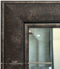 Marcello Rustic Dark Charcoal Brown Framed Wall Mirror 4.25" Wide - West Frames