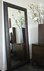 Marcello Rustic Dark Charcoal Brown Framed Wall Mirror 4.25" Wide - West Frames
