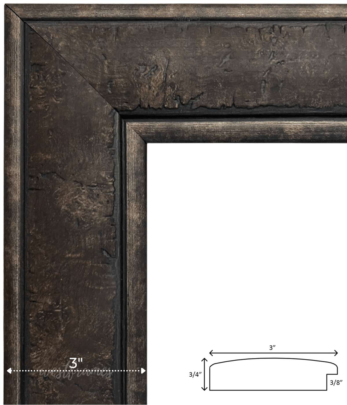Marcello Rustic Distressed Dark Charcoal Brown Wall Picture Frame - West Frames