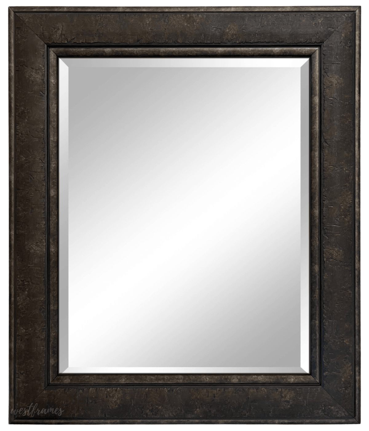 Marcello Rustic Distressed Framed Wall Mirror Dark Charcoal Brown 3" Wide - West Frames