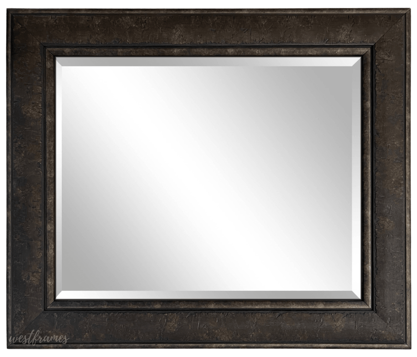 Marcello Rustic Distressed Framed Wall Mirror Dark Charcoal Brown 3" Wide - West Frames