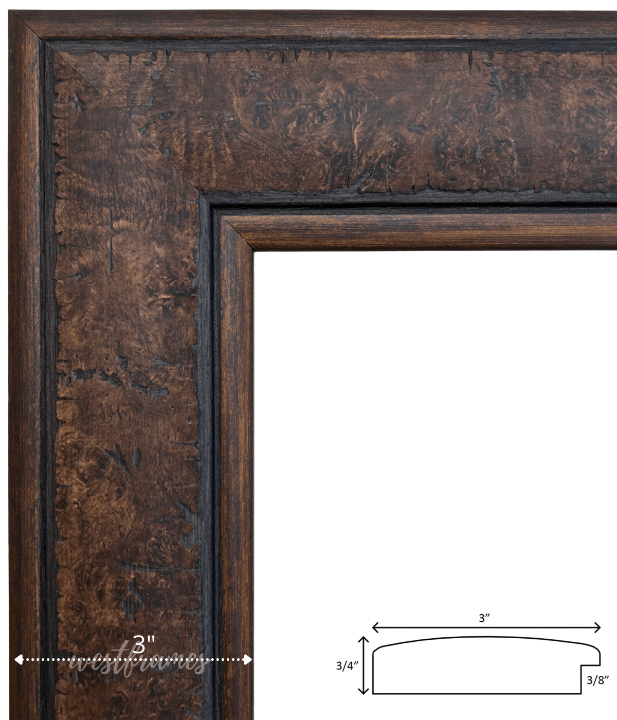 Marcello Rustic Distressed Walnut Brown Wall Picture Frame - West Frames