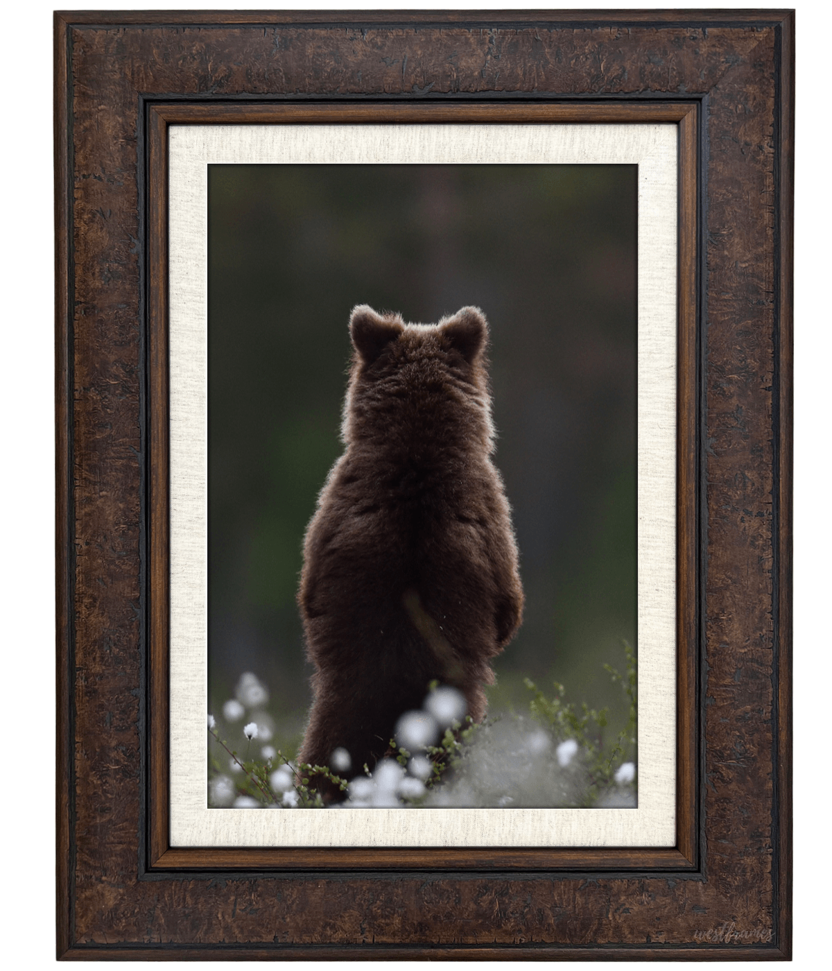 Marcello Rustic Distressed Walnut Brown with Linen Liner Wall Picture Frame - West Frames