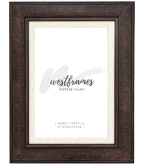 Marcello Rustic Distressed Walnut Brown with Linen Liner Wall Picture Frame - West Frames