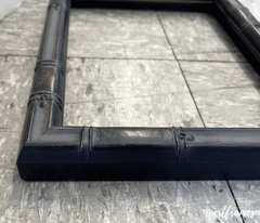 Modern Bamboo Aged Black Brown Patina Finish Wood Framed Wall Mirror - West Frames