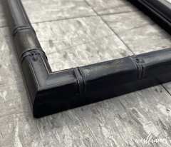 Modern Bamboo Aged Black Brown Patina Finish Wood Framed Wall Mirror - West Frames