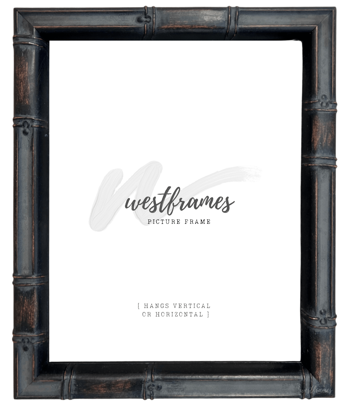 Modern Bamboo Black Brown Patina Finish Wood Picture Frame - West Frames