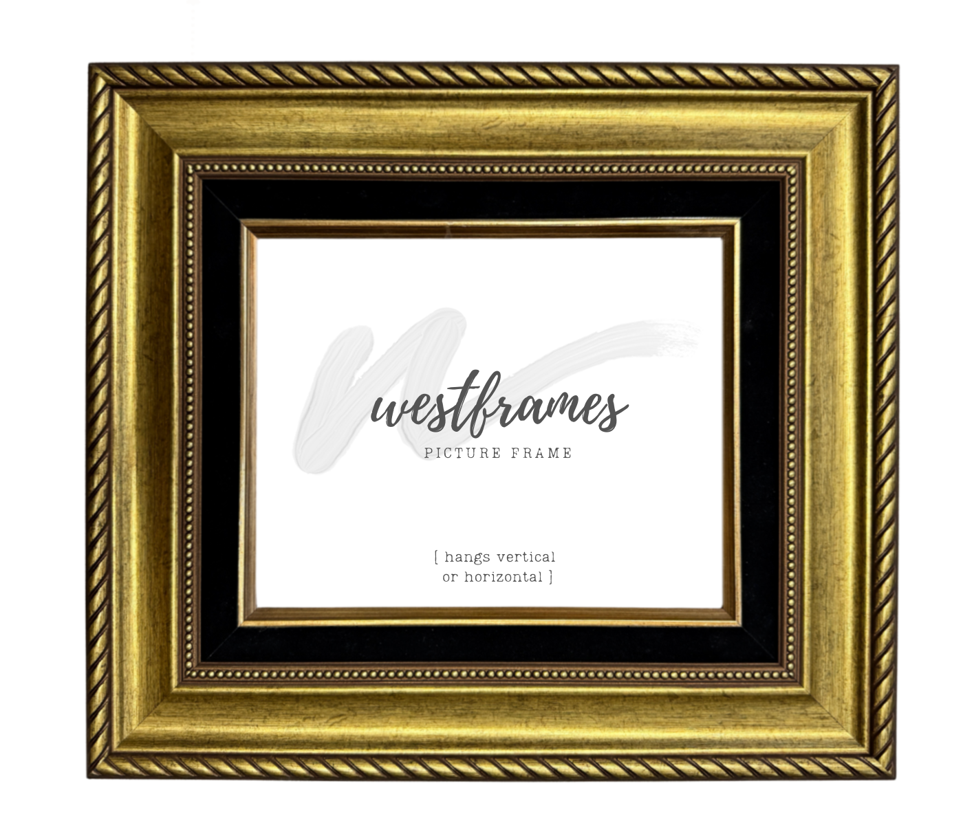 Montana Antique Gold Black Linen Liner 3.25 Inch Wide Wall Picture Frame - West Frames