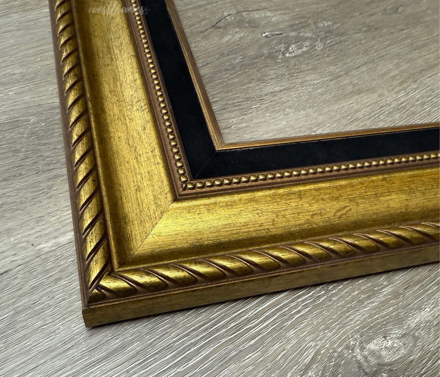 Montana Antique Gold Black Linen Liner 3.25 Inch Wide Wall Picture Frame - West Frames