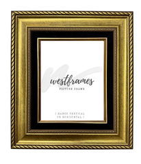 Montana Antique Gold Black Linen Liner 3.25 Inch Wide Wall Picture Frame - West Frames