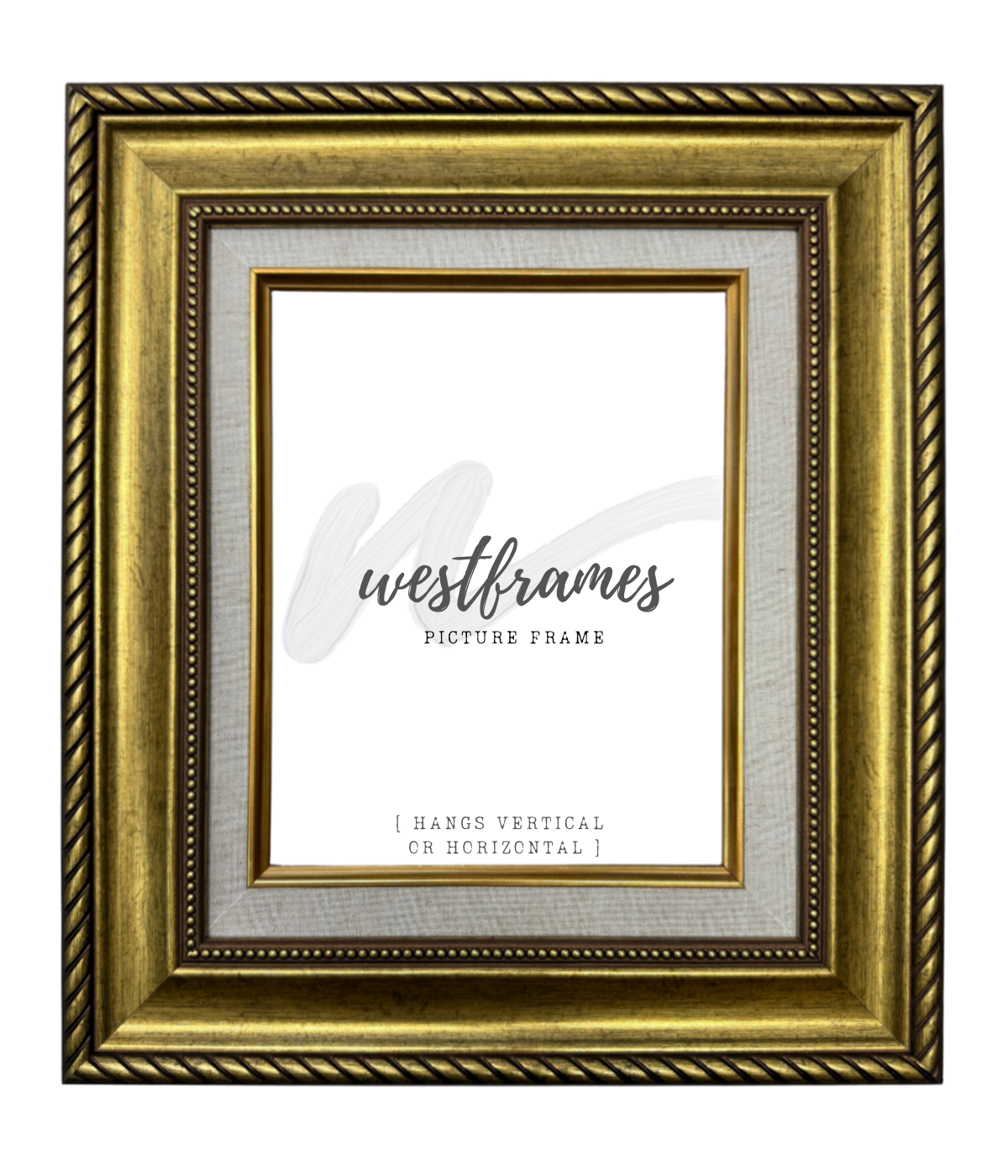Montana Antique Gold Natural Linen Liner 3.25 Inch Wide Wall Picture Frame - West Frames