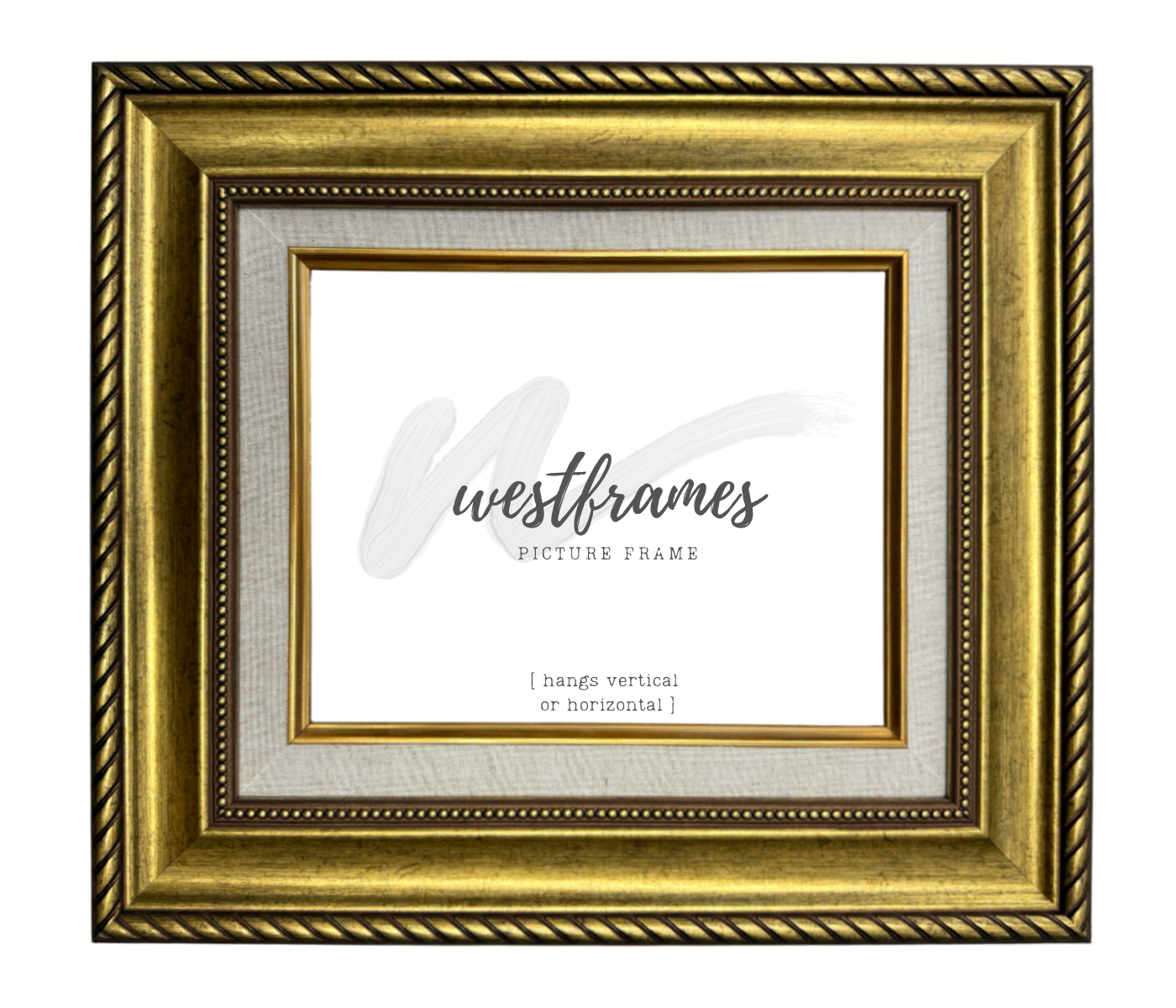 Montana Antique Gold Natural Linen Liner 3.25 Inch Wide Wall Picture Frame - West Frames