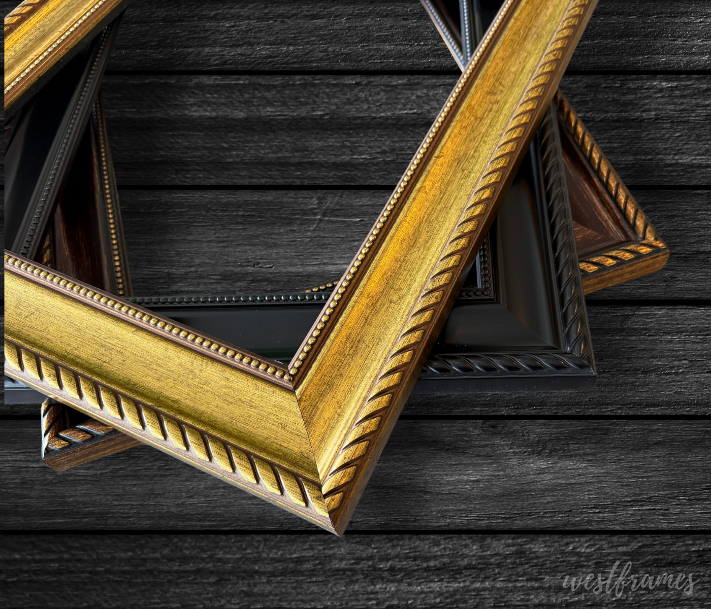 Montana Antique Gold Picture Frame - 2.25" Wide | Classic Rope & Beaded Design - West Frames