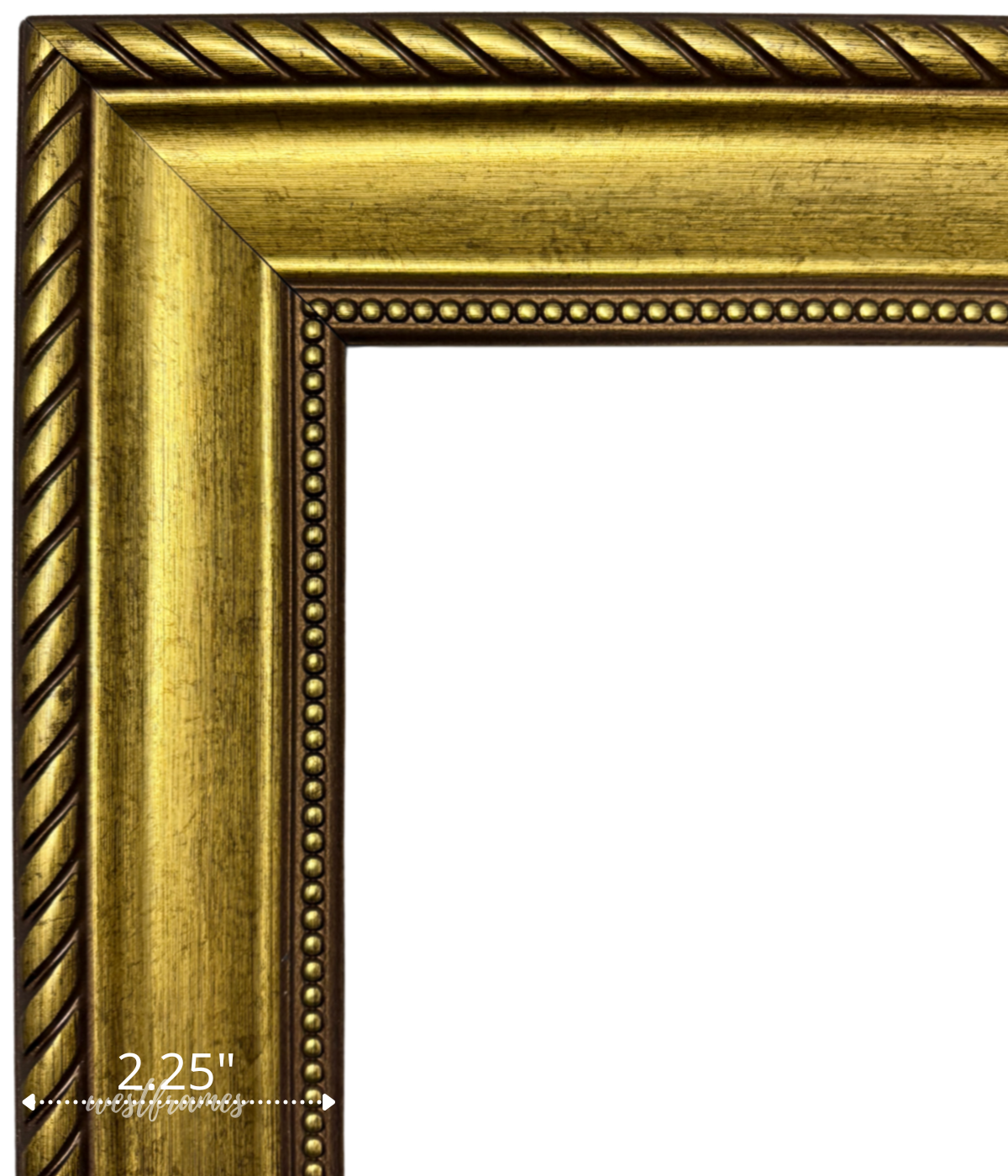 Montana Antique Gold Picture Frame - 2.25" Wide | Classic Rope & Beaded Design - West Frames