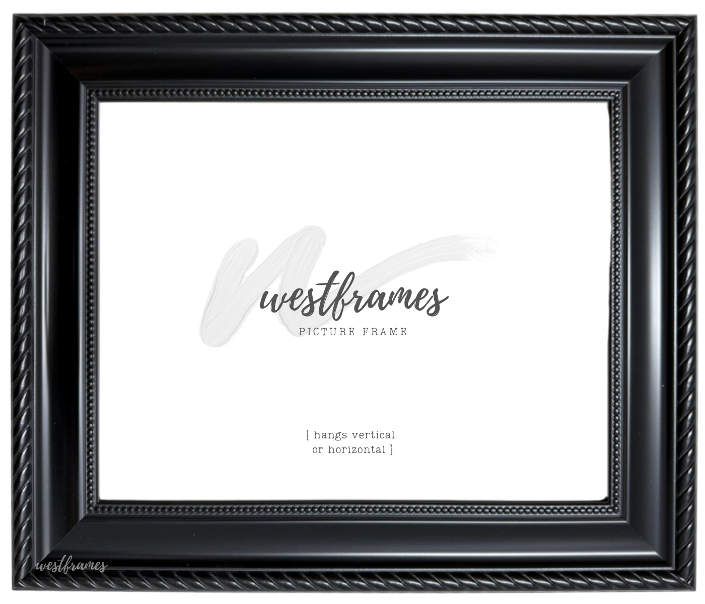 Montana Black Picture Frame - 2.25" Wide | Classic Rope & Beaded Design - West Frames