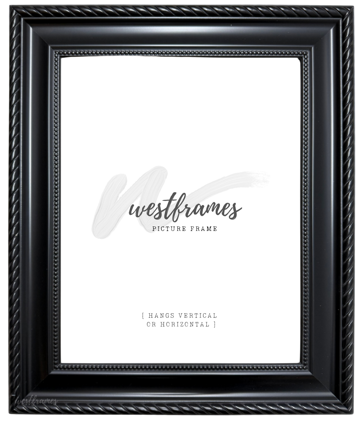 Montana Black Picture Frame - 2.25" Wide | Classic Rope & Beaded Design - West Frames