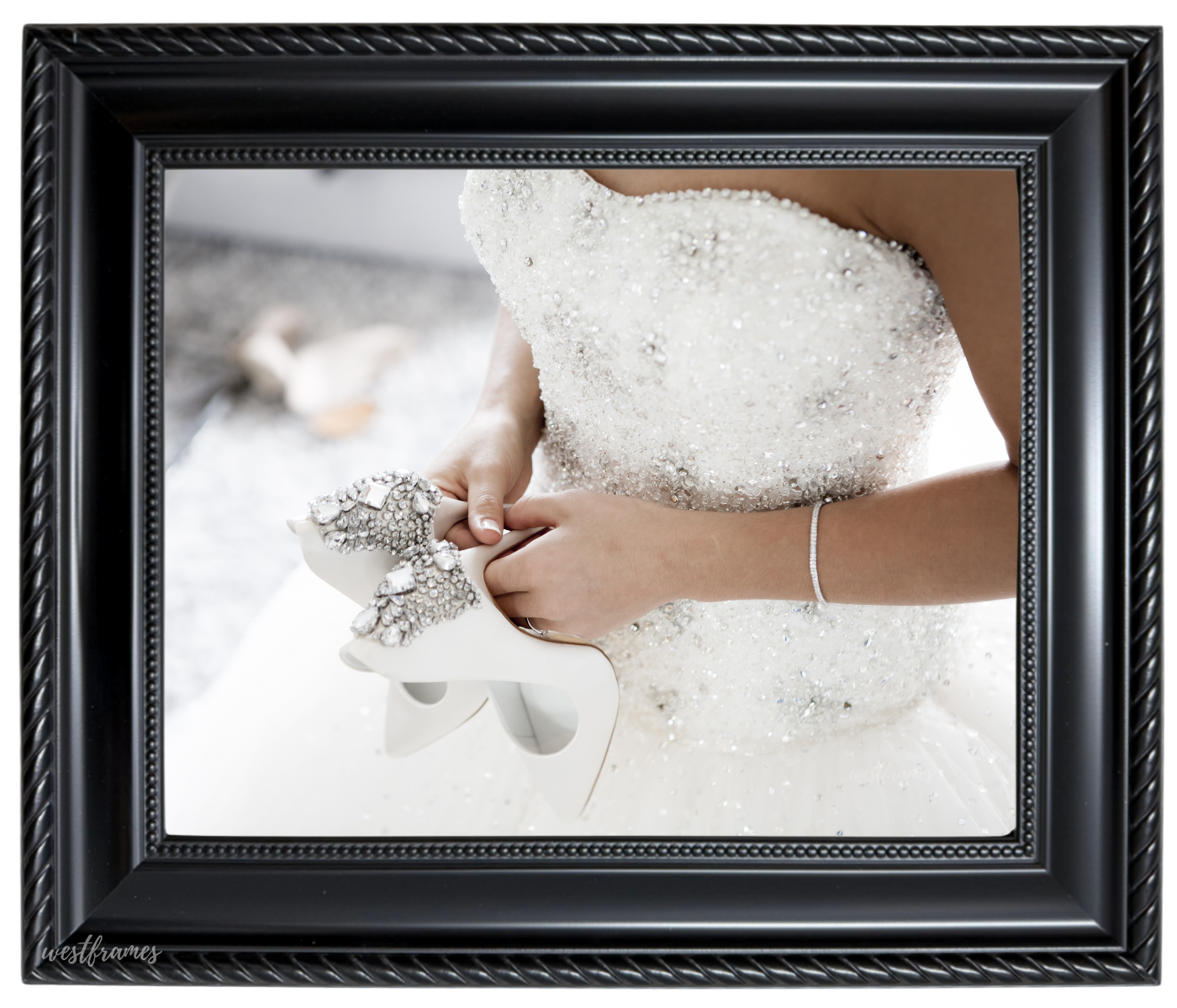 Montana Black Picture Frame - 2.25" Wide | Classic Rope & Beaded Design - West Frames