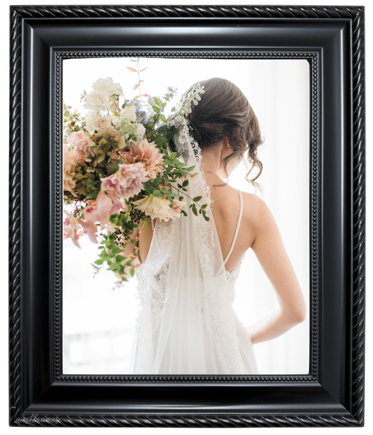 Montana Black Picture Frame - 2.25" Wide | Classic Rope & Beaded Design - West Frames
