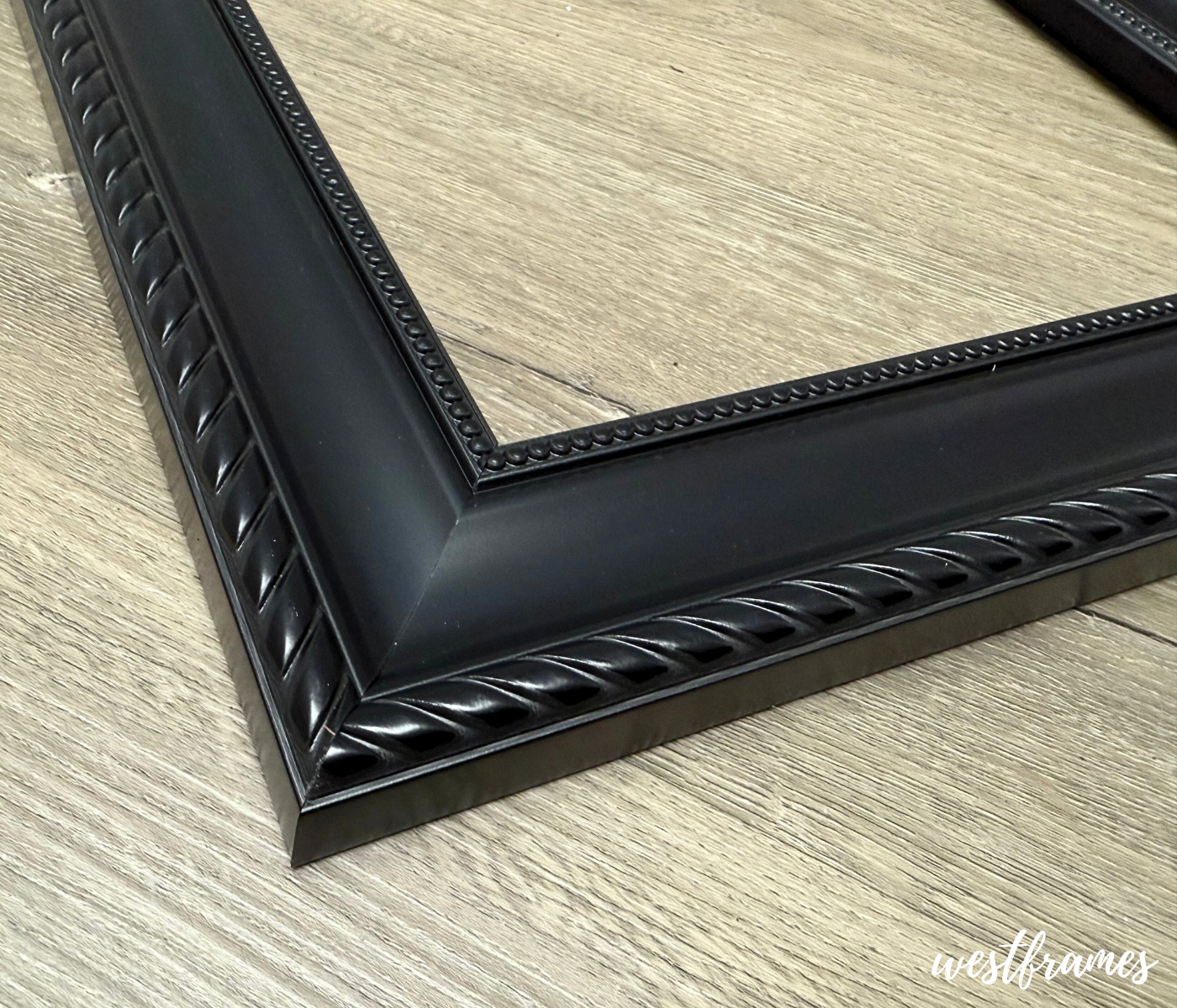 Montana Black Picture Frame - 2.25" Wide | Classic Rope & Beaded Design - West Frames