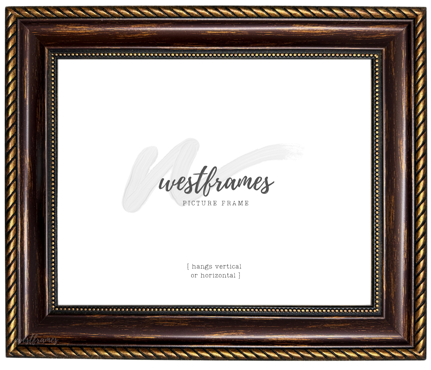 Montana Bronze Gold Picture Frame - 2.25 in Wide | Classic Rope & Beaded Design - West Frames