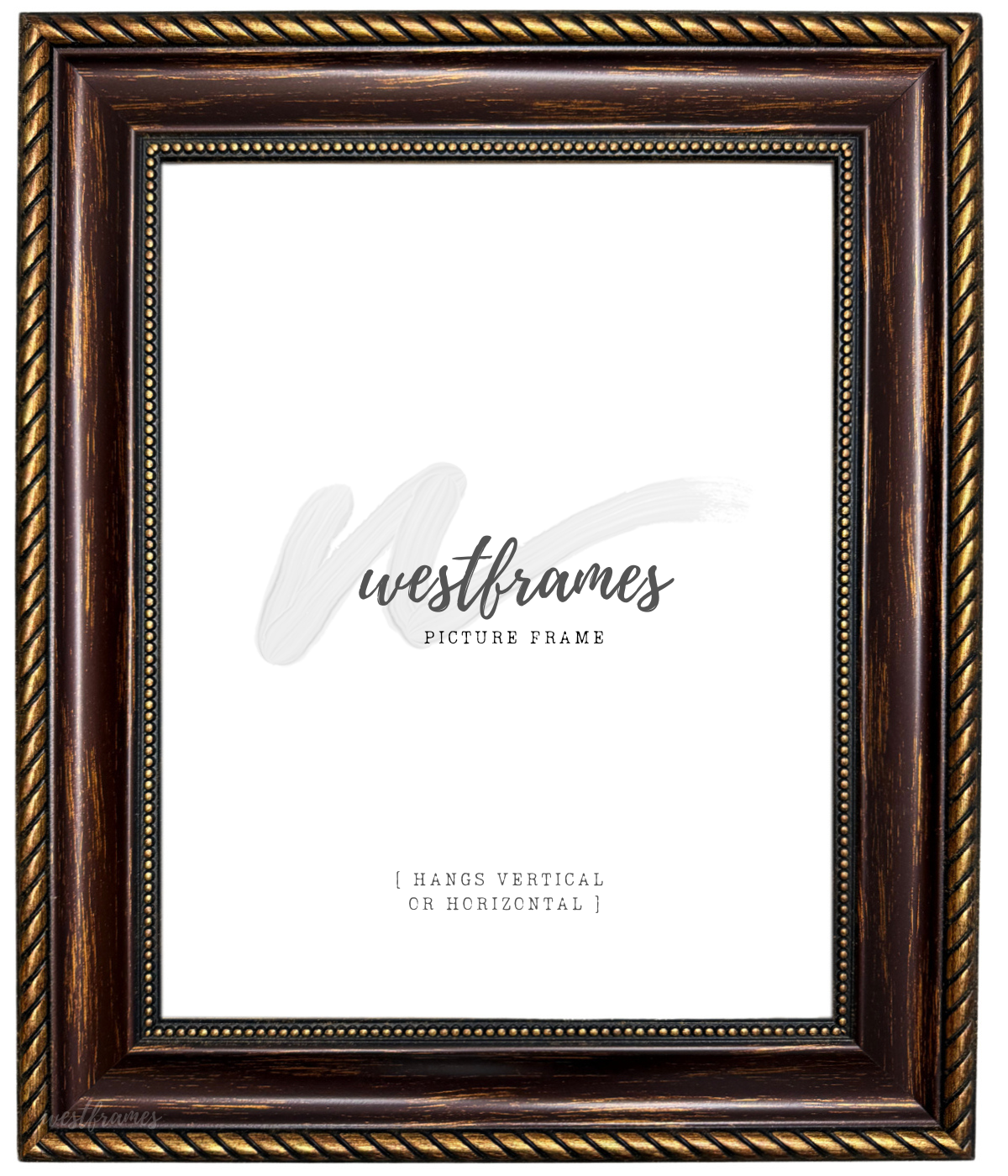 Montana Bronze Gold Picture Frame - 2.25 in Wide | Classic Rope & Beaded Design - West Frames