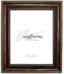 Montana Bronze Gold Picture Frame - 2.25 in Wide | Classic Rope & Beaded Design - West Frames