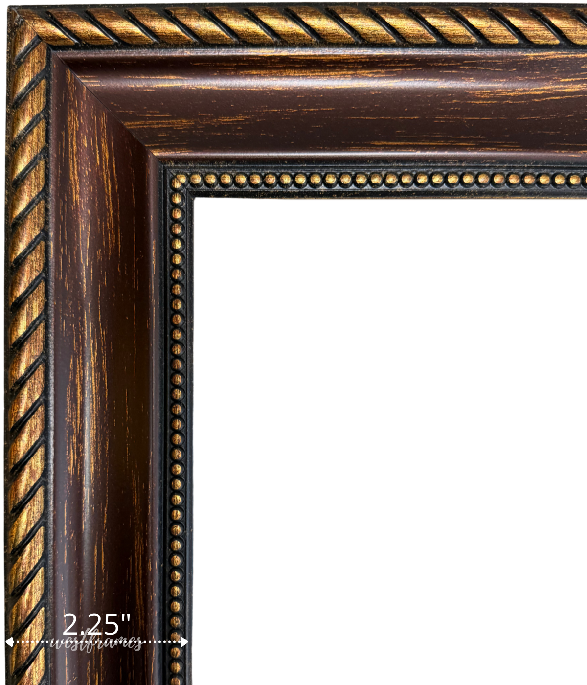 Montana Bronze Gold Picture Frame - 2.25 in Wide | Classic Rope & Beaded Design - West Frames
