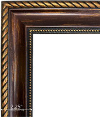 Montana Bronze Gold Picture Frame - 2.25 in Wide | Classic Rope & Beaded Design - West Frames