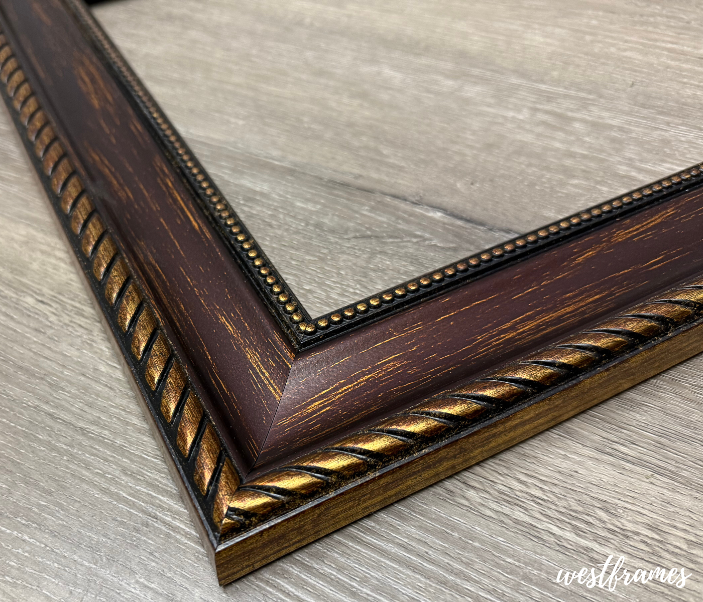 Montana Bronze Gold Picture Frame - 2.25 in Wide | Classic Rope & Beaded Design - West Frames