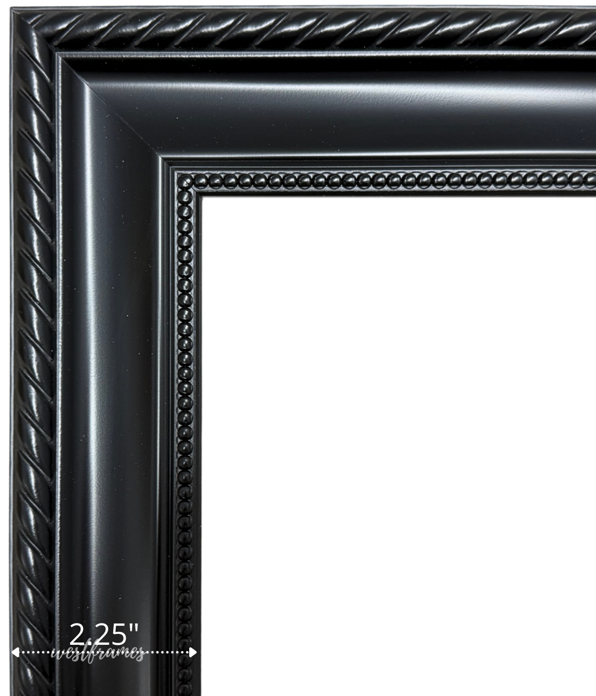 Montana Black Picture Frame - 2.25" Wide | Classic Rope & Beaded Design