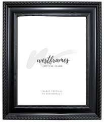 Montana Black Picture Frame - 2.25" Wide | Classic Rope & Beaded Design