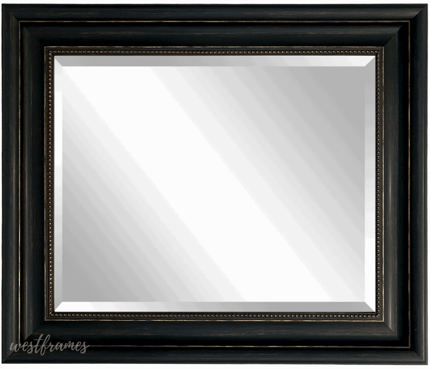 Montreal Distressed Antique Black & Gold Framed Wall Mirror - West Frames