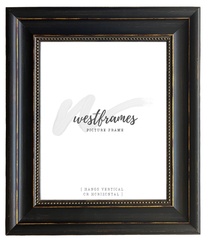 Montreal Distressed Antique Black and Gold Wall Picture Frame 2-inches wide - West Frames