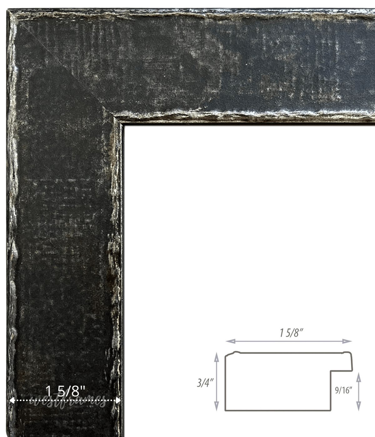 Neo Urban Industrial Distressed Rustic Dark Grey Charcoal Wood Picture Frame - West Frames