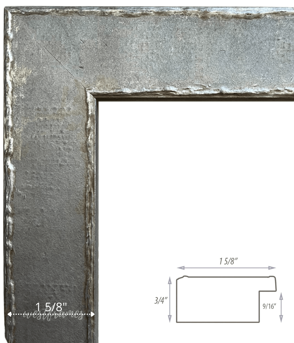 Neo Urban Industrial Distressed Rustic Steel Pewter Silver Wood Picture Frame - West Frames