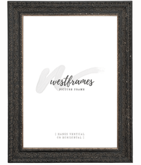 Parisienne French Ornate Embossed Wood Picture Frame Antique Black Patina Finish - West Frames