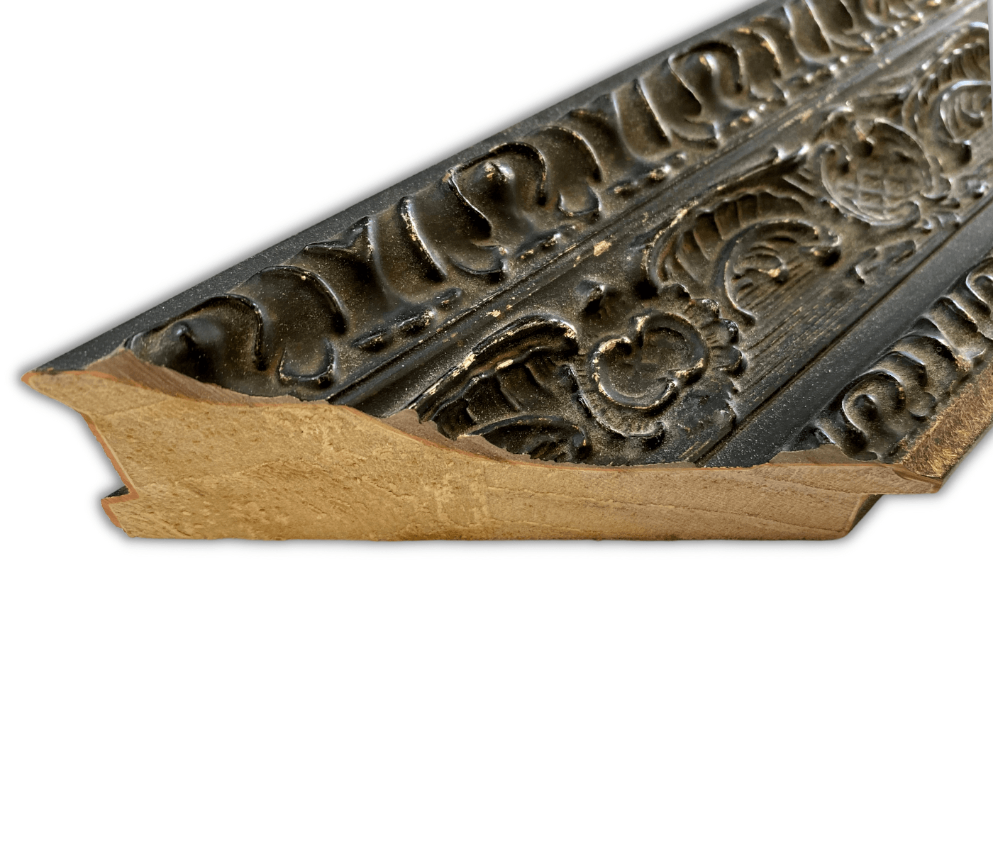 Parisienne French Ornate Embossed Wood Picture Frame Antique Black Patina Finish - West Frames
